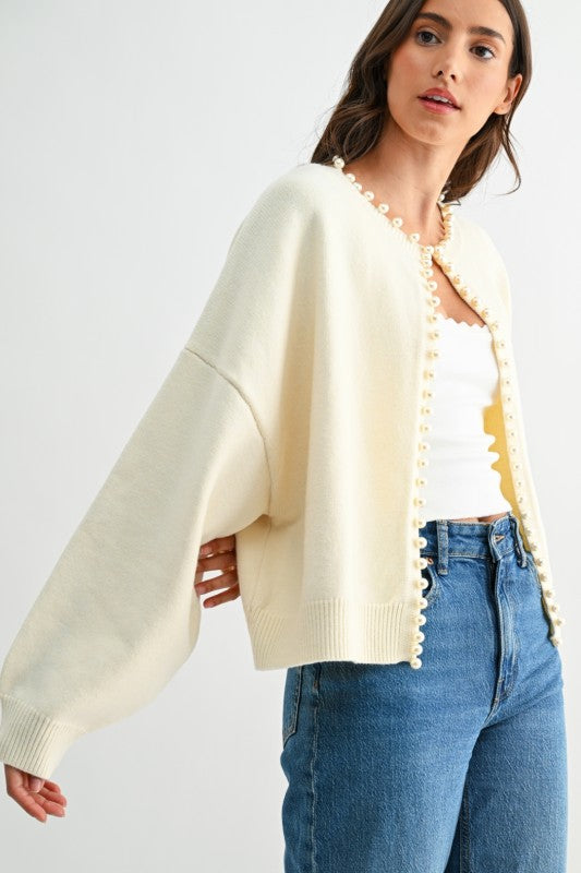 Pearl-Embellished Cardigan