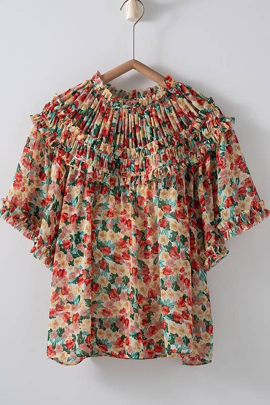 Aurora of Ruffle Short Sleeve Blouse