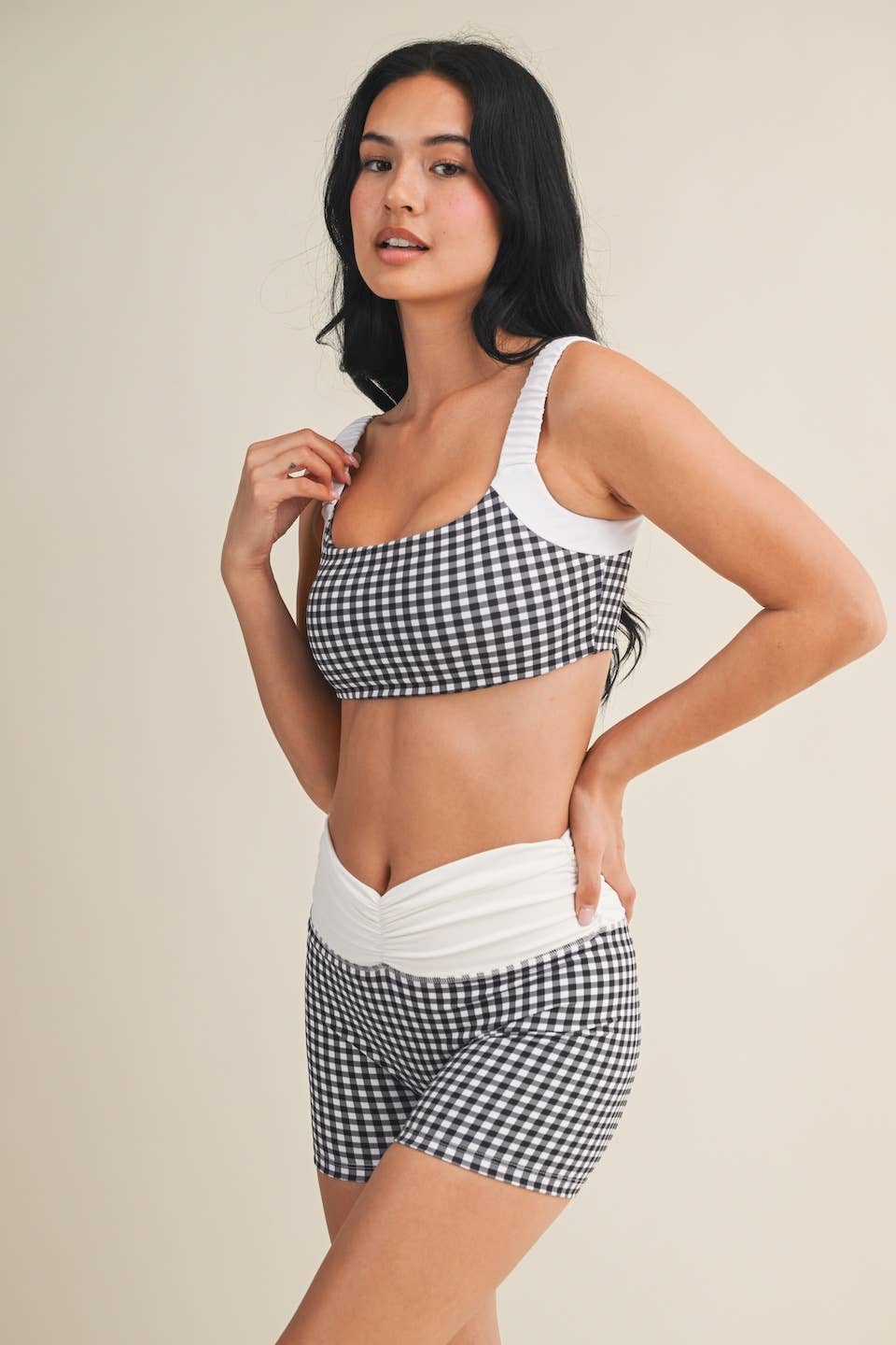 Black Gingham Sports Bra