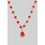 Faceted Rhinestone Pendant And Chain Necklace