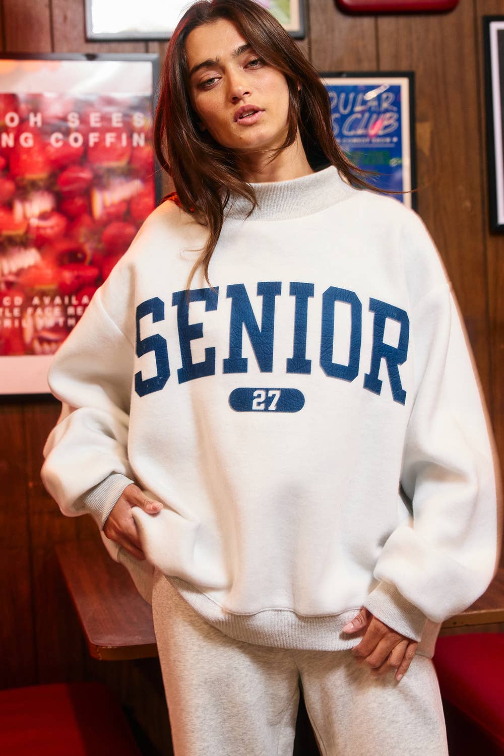 Gray Senior Mockneck Sweatshirt from Ninety Nine Boutique