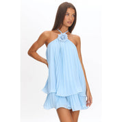 Light Blue Flower Pin Mini Dress