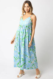 Blue & Green Floral Maxi Dress