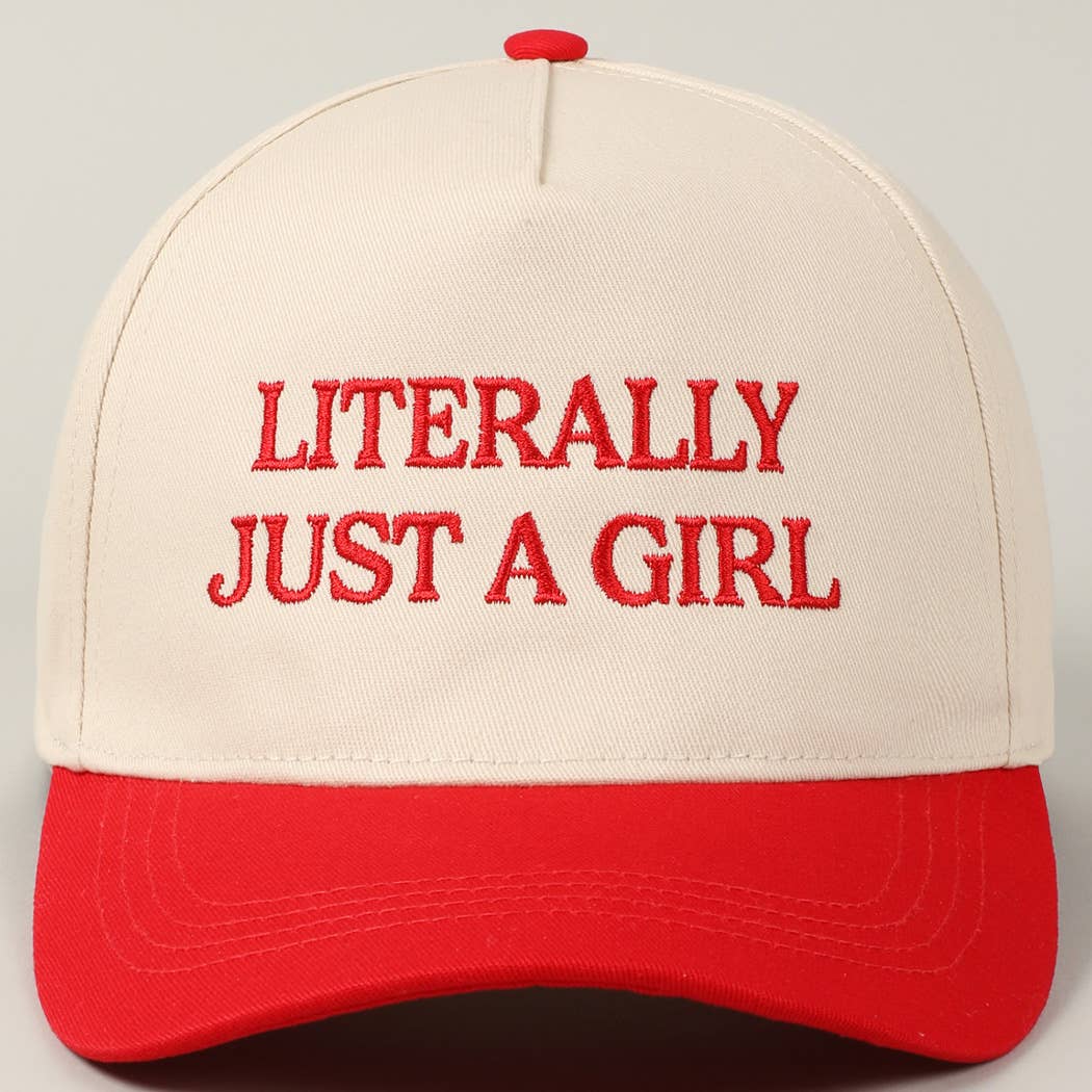 Literally Just A Girl Embroidery Two Tone Trucker Hat: FUCHSIA / ONE SIZE