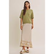 Champagne Satin Lace Maxi Skirt