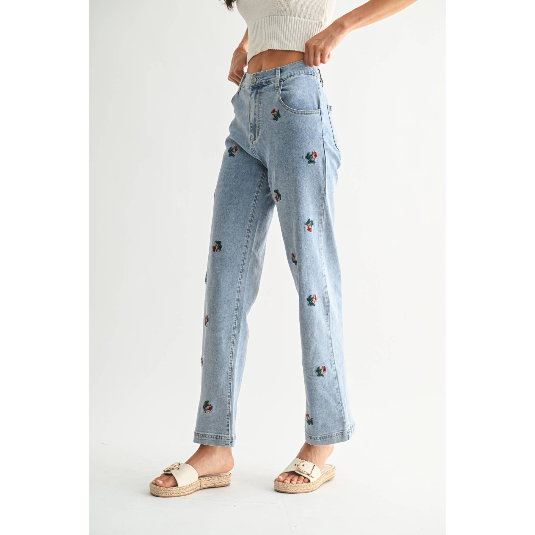 Embroidered Floral Jeans