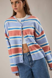 Blue & Orange Striped Cardigan