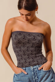 Black Floral Seamless Tube Top