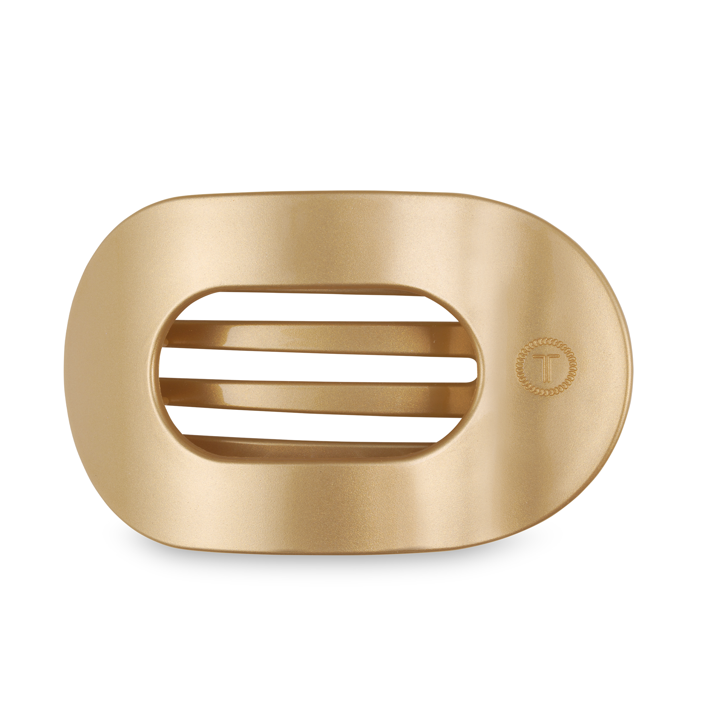 Flat Round Hair Clip | Large | Champagne Toast — rounded oval shape and bendable teeth for a secure yet gentle hold