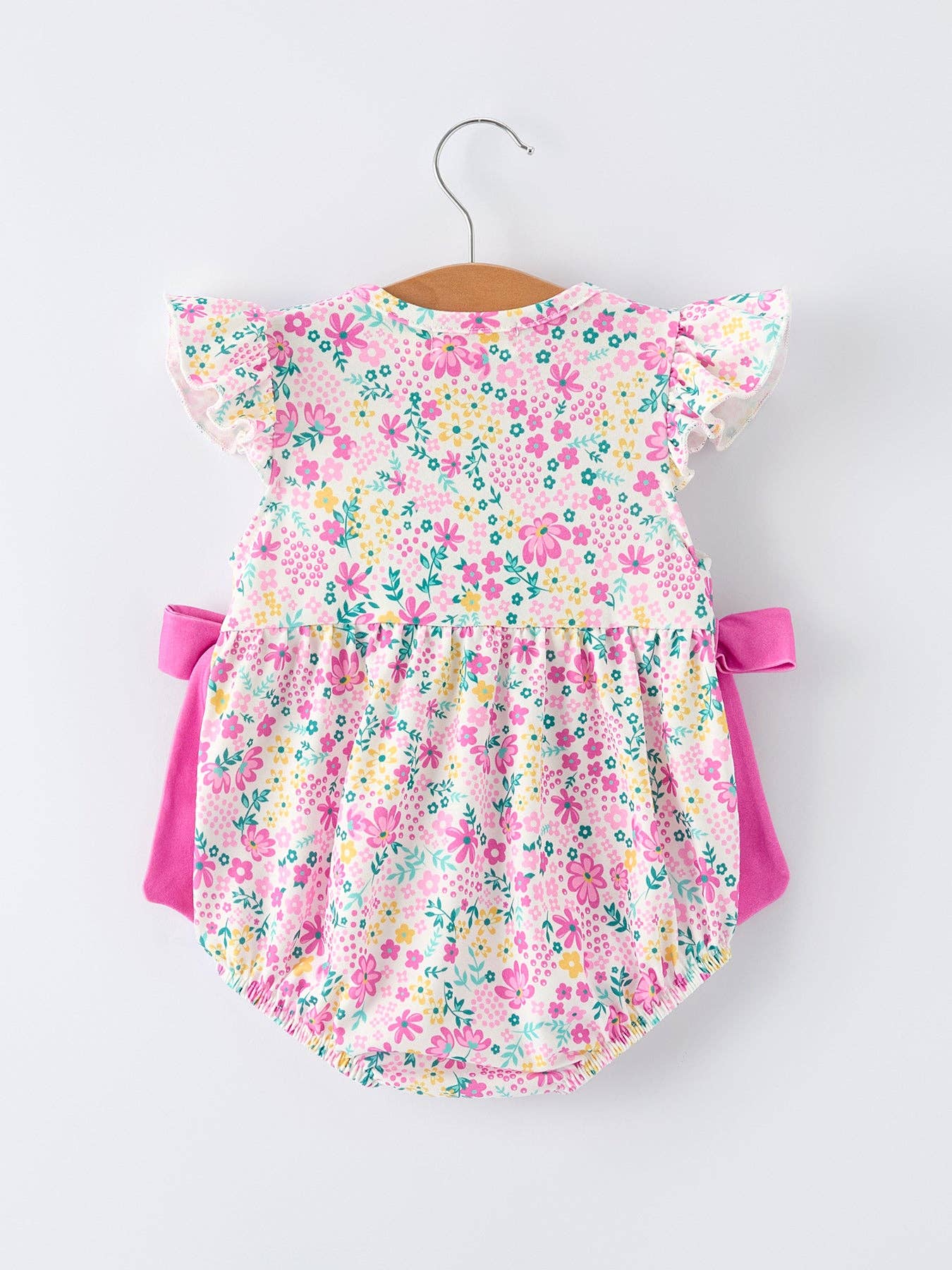 Pink Easter Floral Bunny Baby Girl Romper