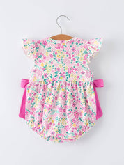 Pink Easter Floral Bunny Baby Girl Romper