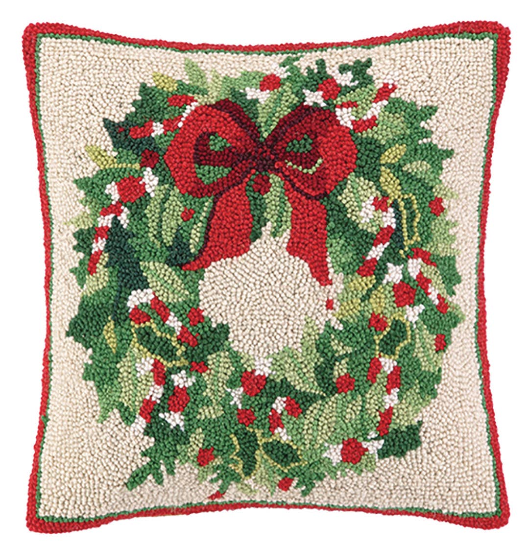 Classic Christmas Wreath Hook Pillow