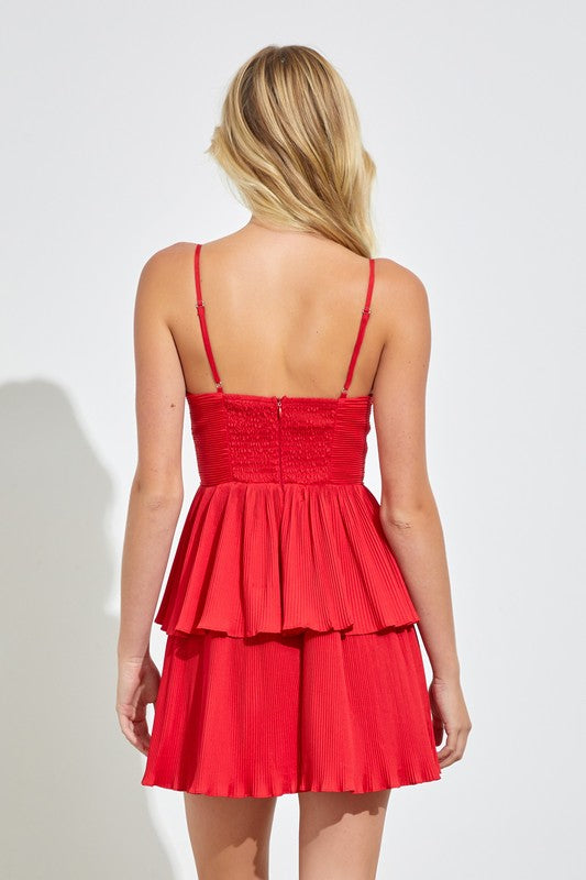 Hannah Red Ruffle Dress - RTS