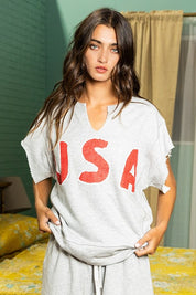 Grey USA Graphic Top