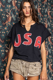Black USA Graphic Top