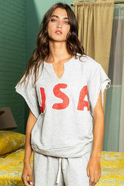 Grey USA Graphic Top