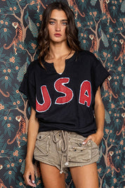 Black USA Graphic Top