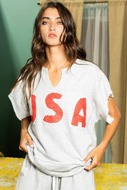 Grey USA Graphic Top