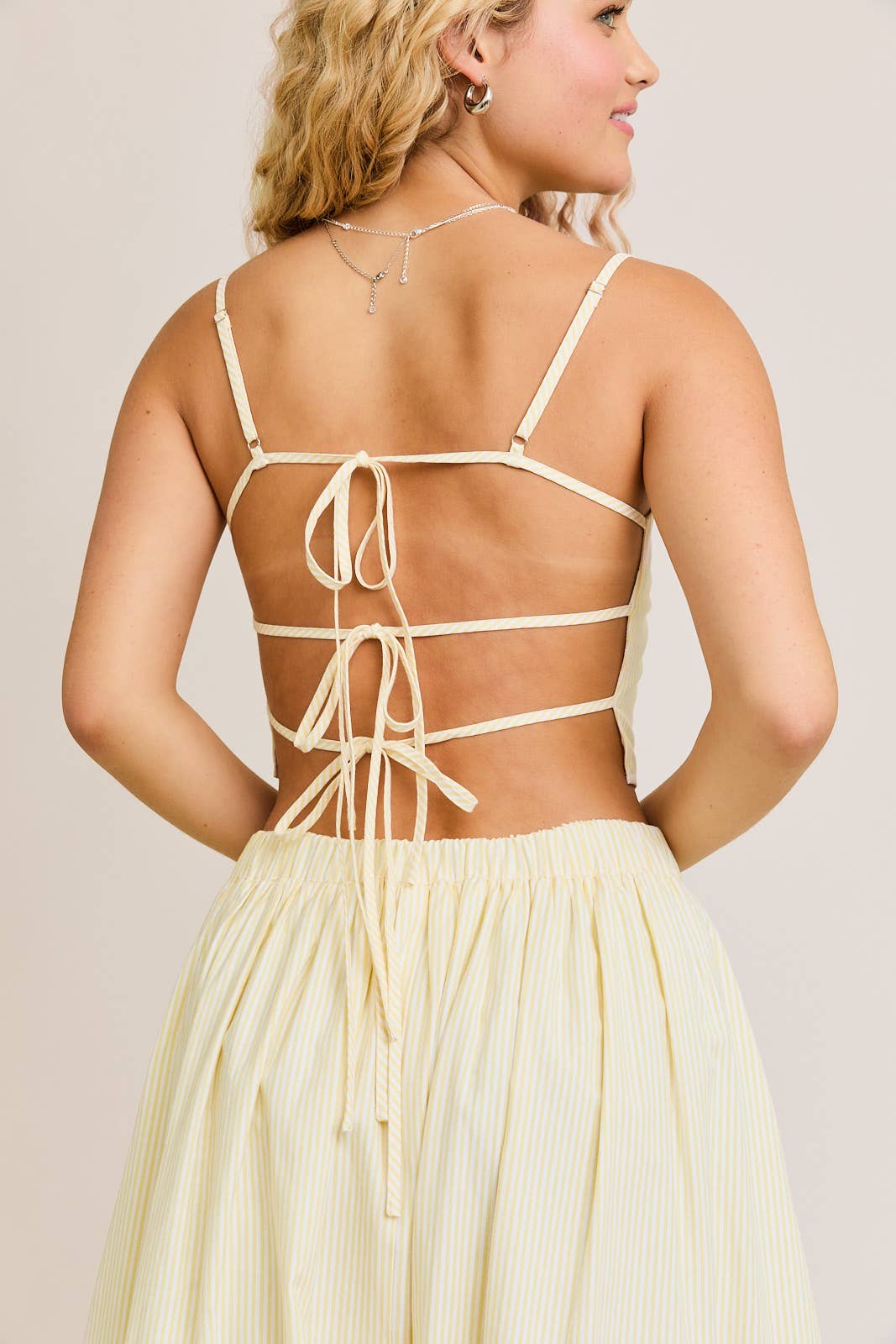 Yellow Striped Top and Bubble Skirt Set