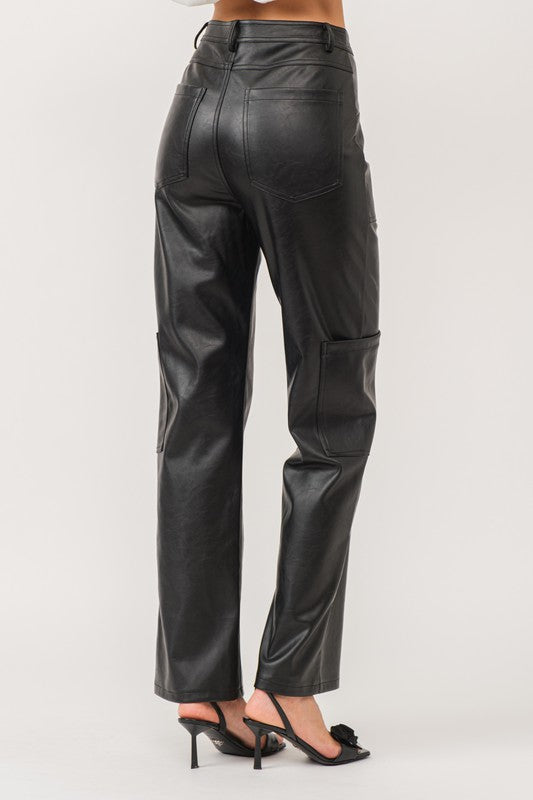 Black Leather Utility Pants