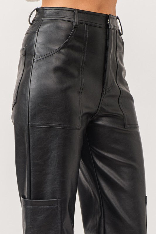 Black Leather Utility Pants