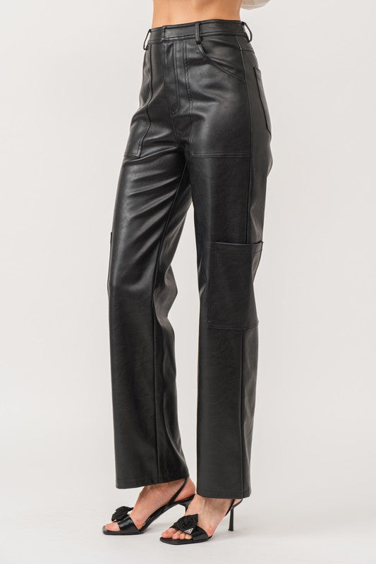 Black Leather Utility Pants