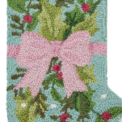 Light Blue Holly Bow Hook Stocking