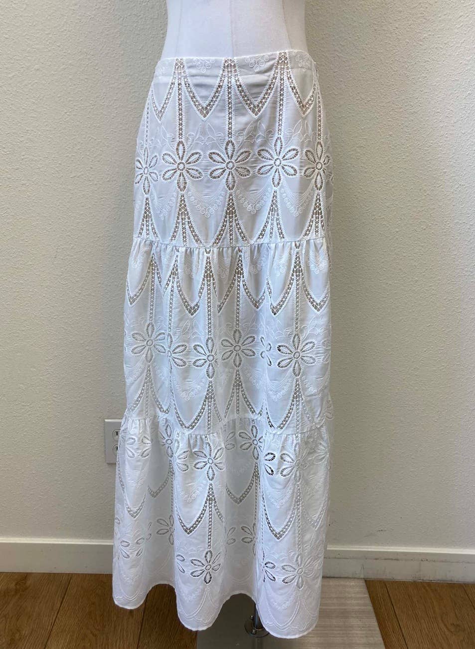 White Embroidered Top And Skirt Set