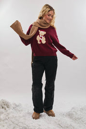 Burgundy Santa Teddy Bear Sweater