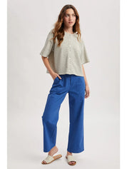 Ivory Boxy Striped Button Knit Top