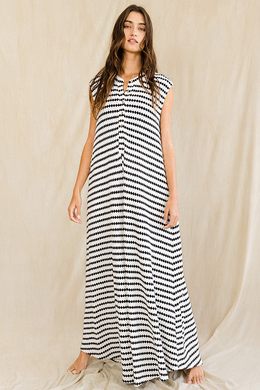 Wide Leg Stripe Knit Jumpsuit