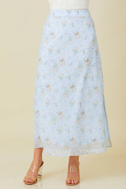 Blue Chiffon Maxi Skirt