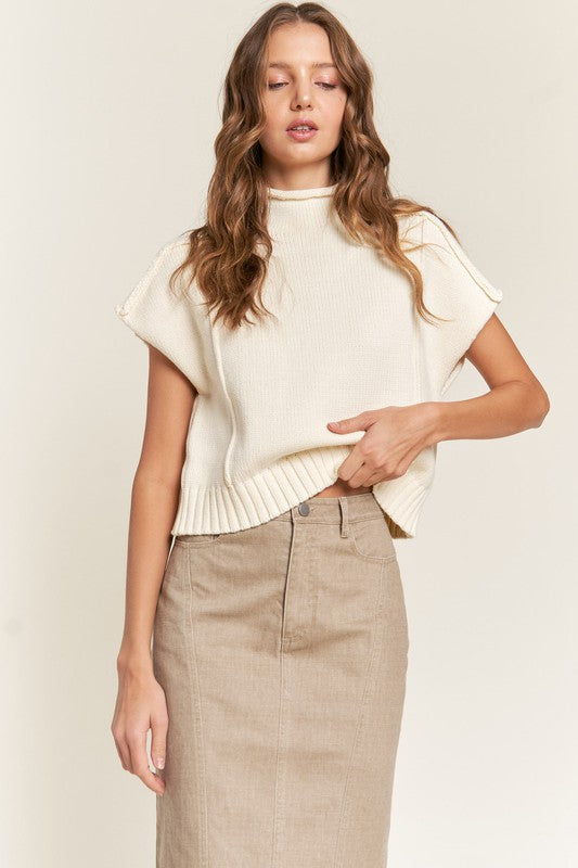 Ivory Mockneck Sweater Vest