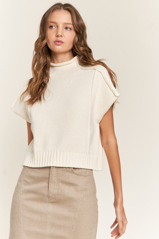 Ivory Mockneck Sweater Vest