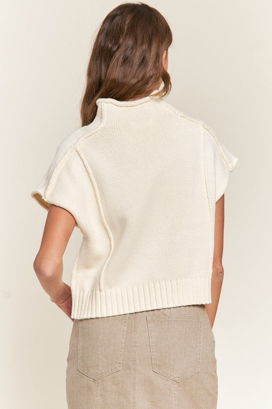 Ivory Mockneck Sweater Vest