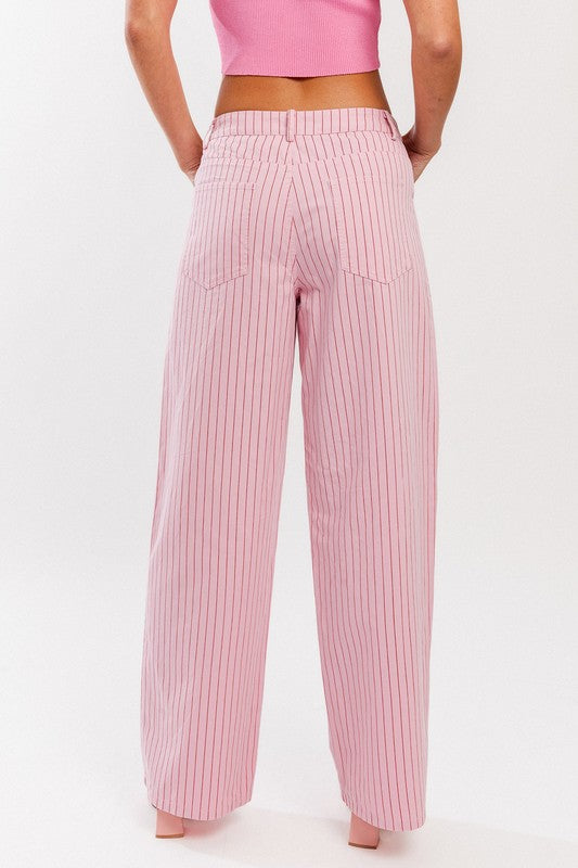 Mid Rise Pink Stripe Pant