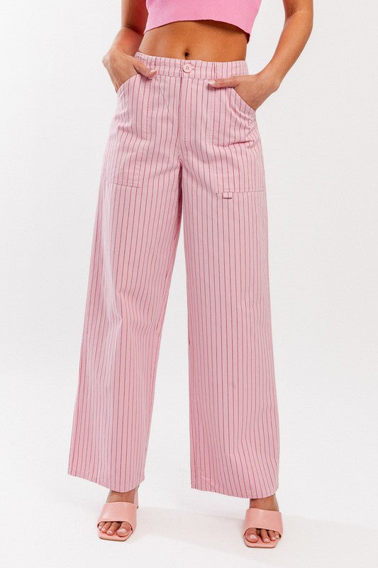 Mid Rise Pink Stripe Pant