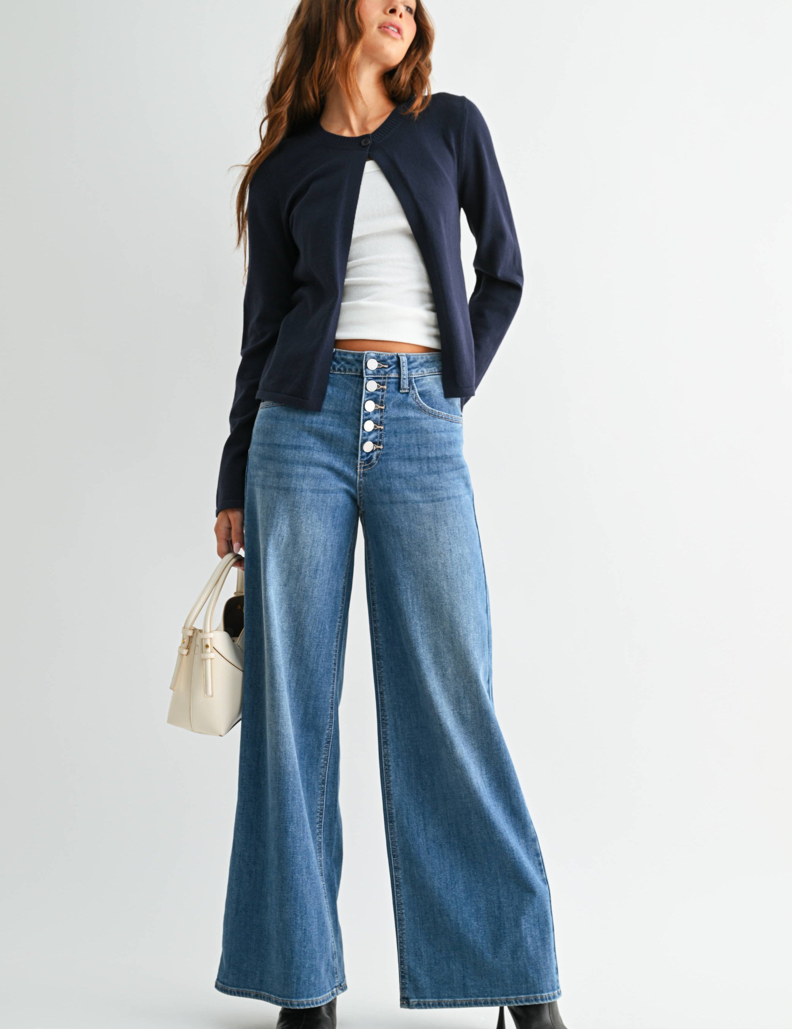 Relaxed Button Down Wide Leg showing wide leg