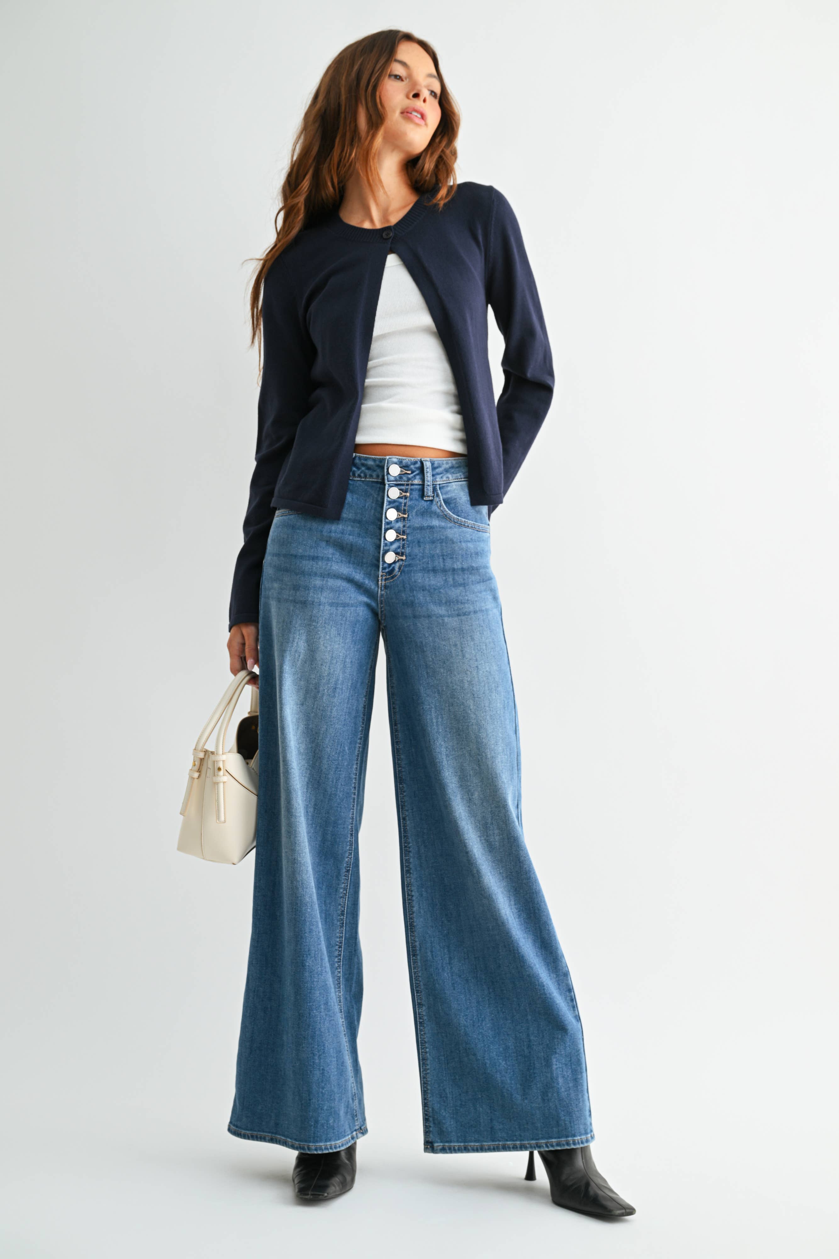 Relaxed Button Down Wide Leg
