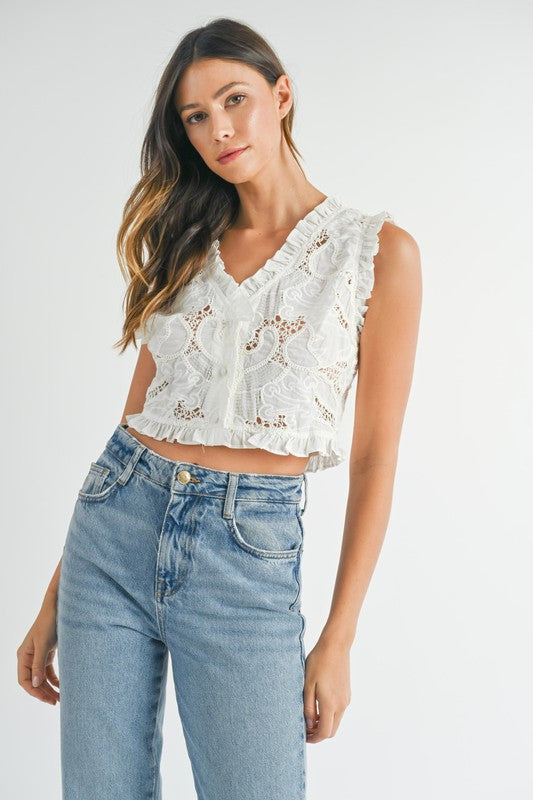 Sleeveless Embroidered Top