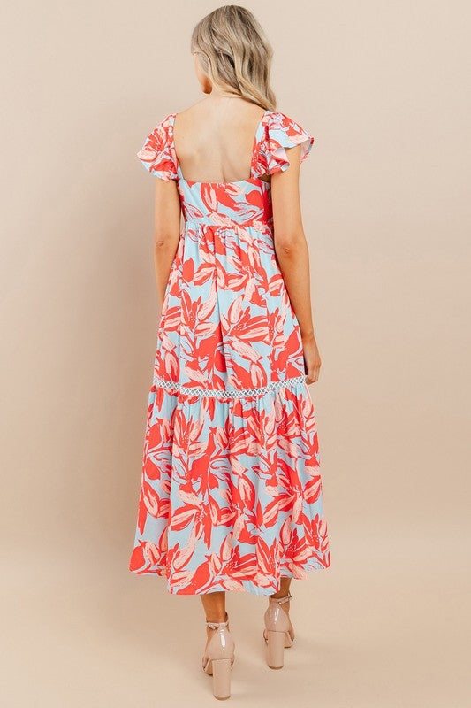 Printed Flowy Fit Midi Dress