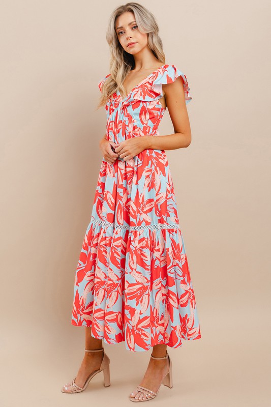 Printed Flowy Fit Midi Dress