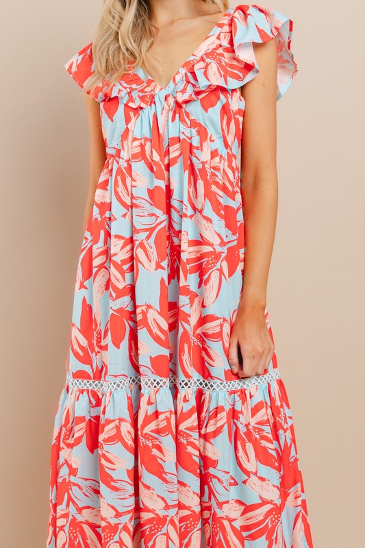 Printed Flowy Fit Midi Dress