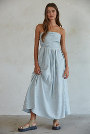 Blue & White Strapless Dress
