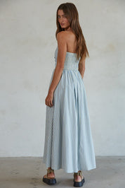 Blue & White Strapless Dress