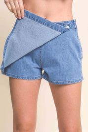 Lt Blue Button Wrap Skort