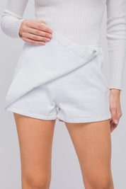 White Button Wrap Skort