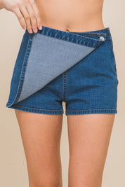 Blue Button Wrap Skort