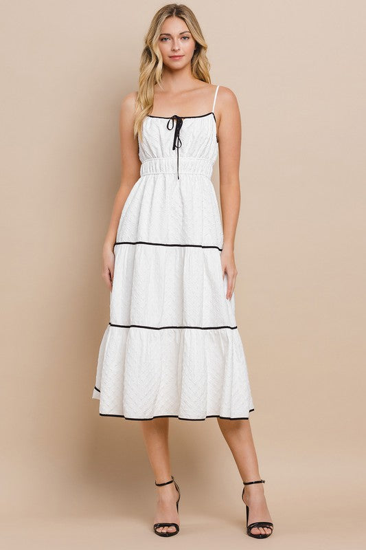 White Spaghetti Strapped Midi Dress