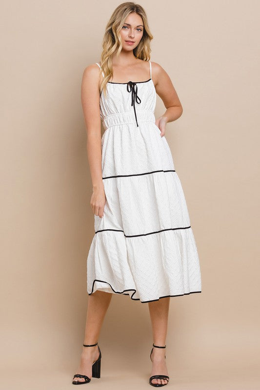 White Spaghetti Strapped Midi Dress